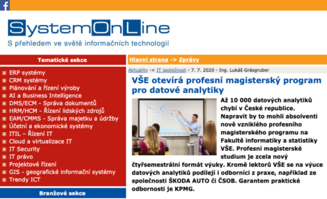 [Napsali o nás] VŠE otevírá profesní magisterský program pro datové analytiky